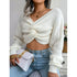 'Lumina' Cropped Cross-Knot Knit Sweater - Celes Fashion